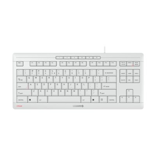 CHERRY STREAM KEYBOARD TKL - Klávesnice - USB - USA se symbolem Euro - klávesový spínač: CHERRY SX - bledě šedá