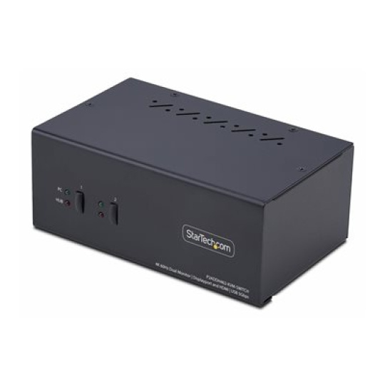 StarTech.com 2-Port Dual-Monitor DisplayPort en HDMI KVM Switch, 4K 60Hz - Prepínac KVM / audio / USB - 2 x KVM / zvuk / USB - 1 místní uživatel - desktop - kompatibilní s TAA
