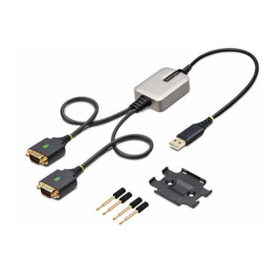 StarTech.com 2ft (60cm) 2-Port USB to Serial Adapter Cable, Interchangeable DB9 Screws/Nuts, COM Retention, USB-A to DB9 RS232, FTDI, Level-4 ESD Protection, Windows/macOS/ChromeOS/Linux - Rugged TPE Construction (2P1FFC-USB-SERIAL) - USB / sériový kabel - USB (M) do DB-9 (M) - 60 cm - cerná