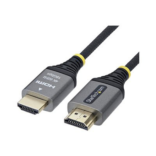 Startech - Prémiove vysoká rychlost - kabel HDMI s ethernetem - HDMI s piny (male) do HDMI s piny (male) - 50 cm - odstínený - cerná a stríbrná - podpora 1440p (UWQHD) 144Hz, podpora 4K60Hz, Audio Return Channel (ARC), pletený, podpora HDR10, ultra flexible, rychlost prenosu dat až 18 Gbps, high-flex, pasivní