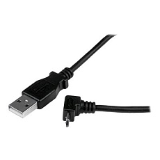 StarTech 2m Micro USB Cable Cord - A to Up Angle Micro B - Up Angled Micro USB Cable - 1x USB A (M), 1x USB Micro B (M) - Black (USBAUB2MU) - Kabel USB - Micro USB typ B (M) do USB (M) - USB 2.0 - 2 m - lisovaný, 90° konektor - cerná