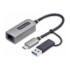 StarTech.com USB-C to Ethernet Adapter w/USB-A Adapter, Realtek RTL8153B - Síťový adaptér - USB-C 3.2 Gen 1 - Gigabit Ethernet - šedá space gray