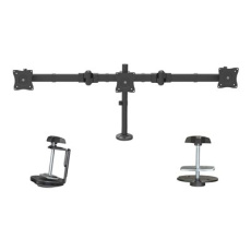 StarTech.com Desk Mount Triple Monitor Arm, Ergonomic VESA 3 Monitor Mount up to 27", Articulating & Height Adjustable Pole Mount, Tilt/Swivel/Rotate LCD/LED Screen, Desk Clamp/Grommet - Monitor Pole Mount (ARMTRIO) - Nastavitelné rameno - pro 3 monitory - pevná ocel - velikost obrazovky: 13"-27" - pro P/N: DK30CH2DPPD, USB3DOCKH2DP