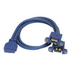 StarTech.com 2 Port Panel Mount USB 3.0 Cable - USB A to Motherboard Header Cable F/F (USB3SPNLAFHD) - Kabel z USB iinterní na externí - USB typ A (F) do 20 pin IDC (F) - 50 cm - modrá