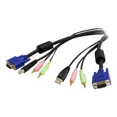 StarTech 6 ft 4-in-1 USB VGA KVM Switch Cable with Audio and Microphone - VGA KVM Cable - USB KVM Cable - KVM Switch Cable (USBVGA4N1A6) - Kabel klávesnice / videa / myši / zvuku - USB, HD-15 (VGA), mini-phone stereo 3.5 mm (M) do HD-15 (VGA), mini-phone stereo 3.5 mm, USB typ B (M) - 1.8 m - pro P/N: SV231DDUSB, SV231DVGAU2A, SV431DDUSB StarTech 6 ft 4-in-1 USB VGA KVM Switch Cable with Audio and Microphone - VGA KVM Cable - USB KVM Cable - KVM Switch Cable (USBVGA4N1A6) - Kabel klávesnice / videa / myši / zvuku - USB, HD-15 (VGA), mini-phone stereo 3.5 mm (M) do HD-15 (VGA), mini-phone stereo 3.5 mm, USB typ B (M) - 1.8 m - pro P/N: SV231DDUSB, SV231DVGAU2A, SV431DDUSB