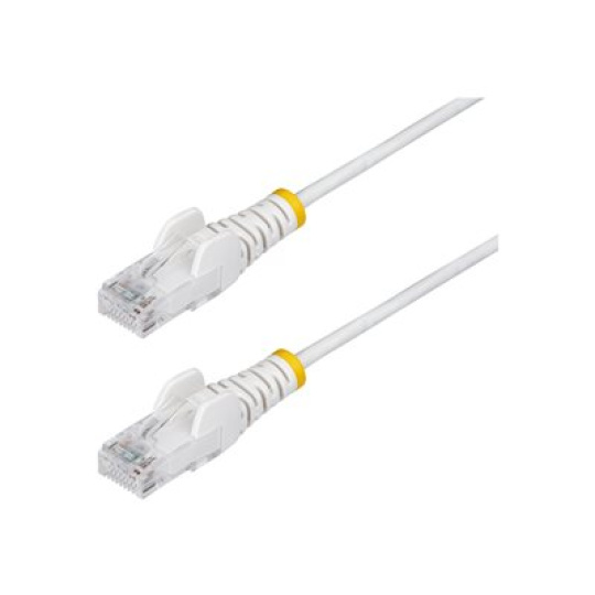 StarTech.com - Patch kabel - RJ-45 (M) do RJ-45 (M) - 25 cm - 3.6 mm - UTP - CAT 5/5e/6 - IEEE 802.3bt - neobsahuje halogen, provedení bez hrbolku, straight - bílá