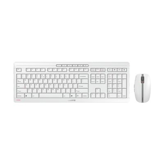 CHERRY STREAM DESKTOP RECHARGE - Klávesnice a sada myši - bezdrátový - 2.4 GHz - QWERTY - USA se symbolem Euro - klávesový spínač: CHERRY SX - bledě šedá