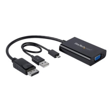 StarTech.com DisplayPort to VGA Adapter with Audio - 1920x1200 - DP to VGA Converter for Your VGA Monitor or Display (DP2VGAA) - Adaptér DisplayPort / VGA - DisplayPort (M) do HD-15 (VGA), mini jack, Micro-USB typ B (pouze napájení) (F) - DisplayPort 1.2 - 18.4 m - aktivní, podpora 1920 x 1200 (WUXGA) - cerná - pro P/N: DK30CH2DEP, DK30CH2DEPUE, TB32DP14, TB32DP2T, TB3DK2DHV, TB3DK2DHVUE, TB3DKDPMAWUE