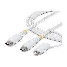 StarTech - USB kabel - USB-C (M) do USB-C (M) - USB 2.0 - 1 m - pasivní, USB Power Delivery (60W), USB Power Delivery (30W), drsný, up to 480 Mbps, 2-in-1 - bílá StarTech - USB kabel - USB-C (M) do USB-C (M) - USB 2.0 - 1 m - pasivní, USB Power Delivery (60W), USB Power Delivery (30W), drsný, up to 480 Mbps, 2-in-1 - bílá