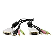 StarTech 1 5ft / 4m 4-in-1 USB Dual Link DVI-D KVM Switch Cable w/ Audio & Microphone (DVID4N1USB15) - Kabel klávesnice / videa / myši / zvuku - USB, mini-phone stereo 3.5 mm, DVI-D (M) do mini-phone stereo 3.5 mm, USB typ B, DVI-D (M) - 4.6 m - cerná - pro P/N: SV231DVIUAHR, SV231QDVIUA, SV231TDVIUA, SV431DL2DU3A, SV431DVIUAHR, SV431TDVIUA StarTech 1 5ft / 4m 4-in-1 USB Dual Link DVI-D KVM Switch Cable w/ Audio & Microphone (DVID4N1USB15) - Kabel klávesnice / videa / myši / zvuku - USB, mini-phone stereo 3.5 mm, DVI-D (M) do mini-phone stereo 3.5 mm, USB typ B, DVI-D (M) - 4.6 m - cerná - pro P/N: SV231DVIUAHR, SV231QDVIUA, SV231TDVIUA, SV431DL2DU3A, SV431DVIUAHR, SV431TDVIUA
