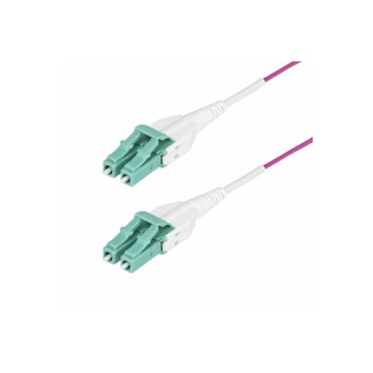 StarTech.com 30m (98.4ft) LC/LC (UPC) OM4 Multimode Fiber Optic Cable - Patch kabel - LC/UPC duplex vícevidový (M) do LC/UPC duplex vícevidový (M) - 30 m - 30 m - 1.6 mm - optické vlákno - duplex - 50 / 125 mikron - OM4 - OFNR - spojka - fialová Erika