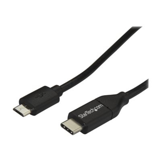 StarTech.com USB C to Micro USB Cable 2m 6ft - USB-C to Micro USB Charge Cable - USB 2.0 Type C to Micro B - Thunderbolt 3 Compatible (USB2CUB2M) - USB kabel - 24 pin USB-C (M) do Micro USB typ B (M) - USB 2.0 - 2 m - černá