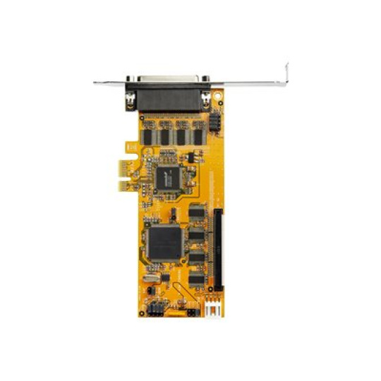 StarTech.com 8-Port PCI Express RS232 Serial Adapter Card, PCIe RS232 Serial Card, 16C1050 UART, Low Profile Serial DB9 Controller/Expansion Card, 15kV ESD Protection, Windows/Linux - Full Profile Bracket Incl - Sériový adaptér - PCIe nízký profil - RS-232 x 8 - žlutá - kompatibilní s TAA