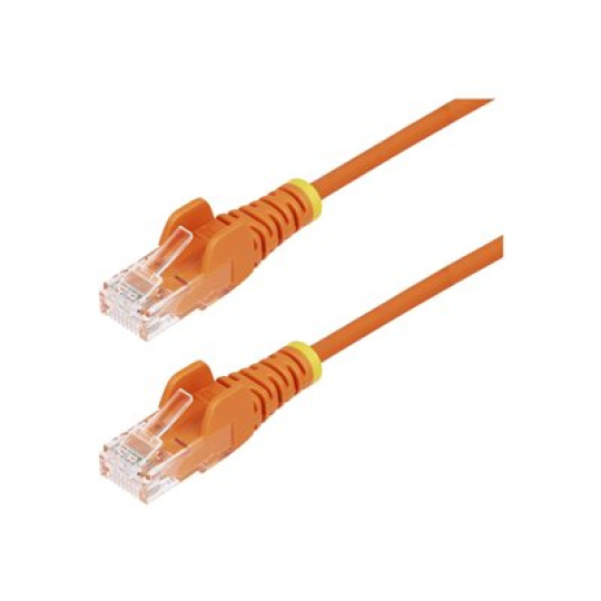 StarTech.com - Patch kabel - RJ-45 (M) do RJ-45 (M) - 25 cm - 3.6 mm - UTP - CAT 5/5e/6 - IEEE 802.3bt - neobsahuje halogen, provedení bez hrbolku, straight - oranžová