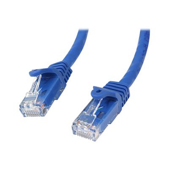 Startech 5m CAT6 Ethernet Cable, 10 Gigabit Snagless RJ45 650MHz 100W PoE Patch Cord, CAT 6 10GbE UTP Network Cable w/Strain Relief, Blue, Wiring is UL Certified/TIA - Category 6 - 24AWG (N6PATC5MBL) - Patch kabel - RJ-45 (M) do RJ-45 (M) - 5 m - UTP - CAT 6 - lisovaný, provedení bez hrbolku - modrá