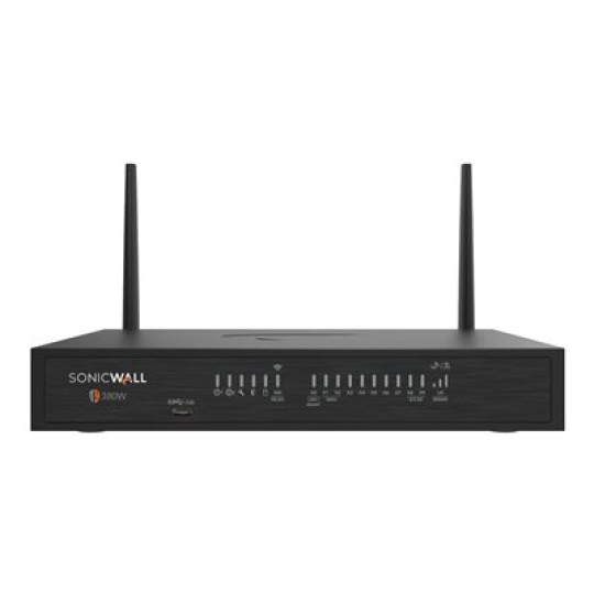 SonicWall TZ Series (Gen 8) TZ 380W - Bezpecnostní zarízení - 1GbE, 2.5GbE, 5GbE - Wi-Fi 6 - 2.4 GHz, 5 GHz - SonicWALL Secure Upgrade Plus Advanced Edition (2 years option) - desktop