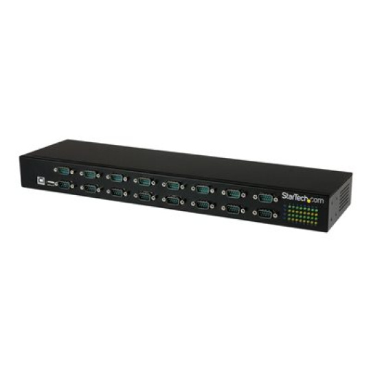 StarTech.com USB to Serial Hub - 16 Port - COM Port Retention - Rack Mount and Daisy Chainable - FTDI USB to RS232 Hub (ICUSB23216FD) - Sériový adaptér - USB 2.0 - RS-232 x 16 - cerná