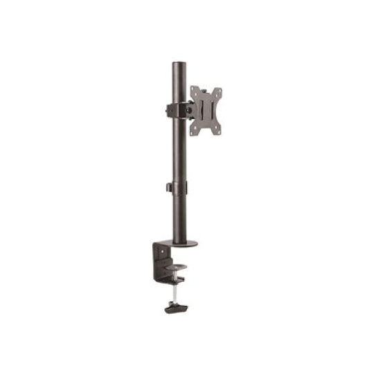 StarTech.com Single Monitor Desk Mount, Single Screen Heavy Duty Pole Mount for up to 8kg VESA Compatible Displays, Ergonomic Height Adjustable Monitor Arm Mount, Desk Clamp/Grommet - Small Footprint Design (ARMPIVOTV2) - Montážní sada (svorka k montáži na stul, pole clamp, žerd, desticka s pruchodkou, podložky, klipsa pro správu kabelu) - pro obrazovka - plast, ocel - cerná - velikost obrazovky: 13"-32" - svorka ve tvaru C, pruchodka, upevnitelné na stul