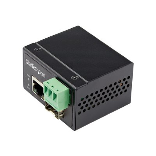 StarTech.com Industrial Fiber to Ethernet Media Converter, 100Mbps SFP to RJ45/Cat6, Singlemode/Multimode Optical Fiber to Copper Network, 12-56V DC, IP-30/ -40 to +75C, Fiber to Ethernet - SFP to RJ45 Converter (IMC100MSFP) - Konvertor médií s optickými vlákny - 100Mb LAN - 100Base-FX, 100Base-TX - RJ-45 / SFP (mini-GBIC)