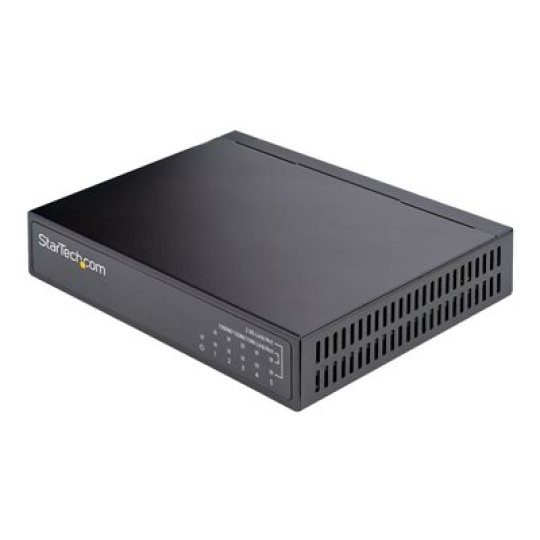 StarTech.com Unmanaged 2.5G Switch, 5 Port Gigabit Switch, 2.5GBASE-T Unmanaged Ethernet Switch, Ethernet Splitter, Din Rail or Wall Mount, Multi-Gigabit, All-Metal, Auto-MDIX, 9K Jumbo - 2.5 Gb Network Switch - Prepínac - nerízený - 5 x 10/100/1000/2.5G - pro pripevnení na zed, desktop - napájení DC