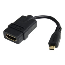 StarTech.com 5in High Speed HDMI Adapter Cable - HDMI to HDMI Micro - F/M - 5 inch Micro HDMI Adapter - HDMI Female to Micro HDMI Male (HDADFM5IN) - HDMI adaptér - HDMI se zdírkami (female) do 19 pin micro HDMI Type D s piny (male) - 1.2 cm - odstínený - cerná - pro P/N: HDMM30CM