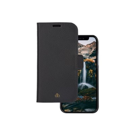 dbramante1928 New York - Pouzdro s klopou pro mobilní telefon - detachable magnetic back-cover - kuže Saffiano - nocní cern - pro Apple iPhone 13 Pro Max