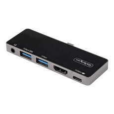 StarTech.com USB C Multiport Adapter, USB-C Mini Dock, USB-C to 4K 60Hz HDMI 2.0, With 100W Power Delivery Pass-Through Charging, 3-Port USB 3.0 Hub, Audio, USB Type-C Multiport Adapter - USB-C Travel Dock - Dokovací stanice - USB-C - HDMI
