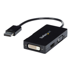 StarTech.com 3 in 1 DisplayPort Multi Video Adapter Converter - 1080p DP Laptop to HDMI VGA or DVI Monitor or Projector Display (DP2VGDVHD) - Video adaptér - DisplayPort s piny (male) do HD-15 (VGA), DVI-D, HDMI se zdířkami (female) - 26.6 m - černá - aktivní, podpora 1920 x 1200 (WUXGA)