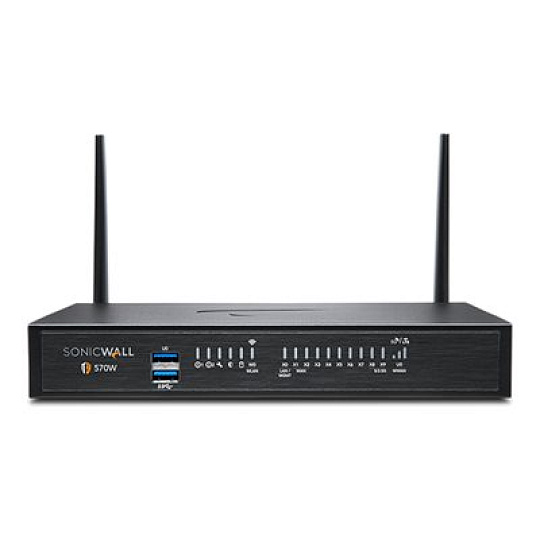 SonicWall TZ Series (Gen 7) TZ570W - Bezpečnostní zařízení - 1GbE, 5GbE - Wi-Fi 5 - 2.4 GHz, 5 GHz - SonicWALL Secure Upgrade Advanced Edition (3 years option), SonicWALL Secure Upgrade Program - desktop