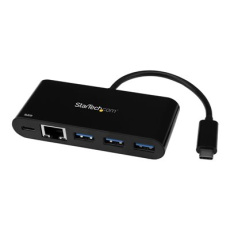 StarTech.com USB C to Ethernet Adapter - 3 Port - with Power Delivery (USB PD) - Power Pass Through Charging - USB C Adapter (US1GC303APD) - Síťový adaptér - USB-C - Gigabit Ethernet - černá
