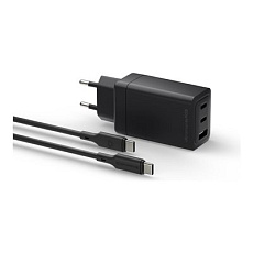dbramante1928 re-charge - Sítový adaptér - EU, 2 m USB-C cable - 70 watt - PD 3.0, QC 3.0 - na kabelu: USB-A, USB-C - cerná - Evropa