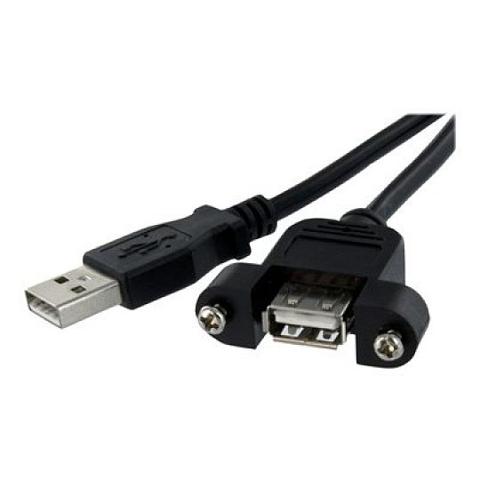 StarTech 3 ft Panel Mount USB Cable A to A F/M - Panel Mount USB Extension USB A-Female to A-Male Adapter Cable 3ft - USB-A (F) Port (USBPNLAFAM3) - Prodlužovací šnura USB - USB (F) do USB (M) - USB 2.0 - 91.4 cm - cerná - pro P/N: UUSBOTG