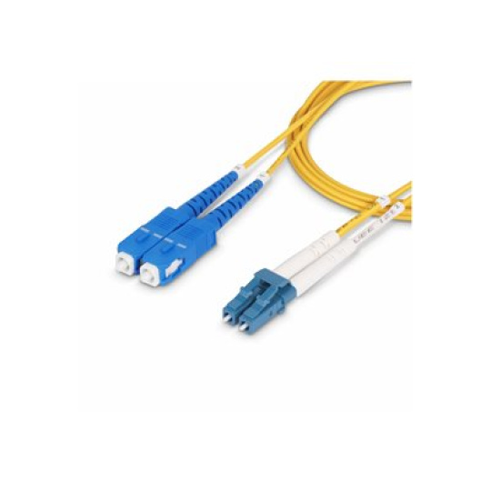 StarTech.com 15m (50ft) LC to SC (UPC) OS2 Single Mode Duplex Fiber Optic Cable, 9/125?m, Laser Optimized, 10G, Bend Insensitive, Low Insertion Loss - LSZH Fiber Patch Cord (SMLCSC-OS2-15M) - Patch kabel - jednoduchý režim LC/UPC (M) do jednoduchý režim SC/UPC (M) - 15 m - 15 m - 2 mm - optické vlákno - duplex - 9 / 125 mikron - OS1/OS2 - neobsahuje halogen, pasivní - žlutá