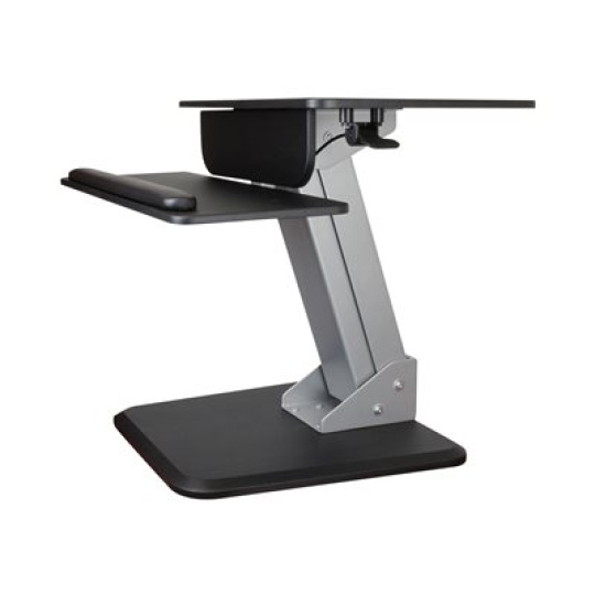 StarTech.com Height Adjustable Standing Desk Converter - Sit Stand Desk with One-finger Adjustment - Ergonomic Desk (ARMSTS) - Montážní sada (clamp plate, zásuvka pro klávesnici, pneumatic arm, základna, keyboard tray backing, workstation, mounting pillar, small pressure pads (keyboard tray), circular pressure pads (base), back plate (keyboard)) - pro LCD displej / PC vybavení - ocel - cerná, stríbrná - velikost obrazovky: 12"-30" - na stul - pro P/N: ARMPIVOTB, ARMPIVOTHD, ARMPIVOTV2, LTRISERP, MONSTADJD, MONSTADJDL, MONSTADQI