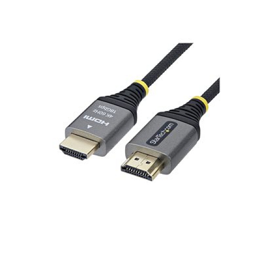 Startech - Prémiove vysoká rychlost - kabel HDMI s ethernetem - HDMI s piny (male) do HDMI s piny (male) - 2 m - odstínený - cerná a stríbrná - podpora 1440p (UWQHD) 144Hz, podpora 4K60Hz, Audio Return Channel (ARC), pletený, podpora HDR10, ultra flexible, rychlost prenosu dat až 18 Gbps, high-flex, pasivní