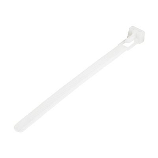 Startech 12cm(5") Reusable Cable Ties, 7mm(1/4") wide, 30mm(1-1/8") Bundle Dia. 22kg(50lb) Tensile Strength, Releasable Nylon Ties, Indoor/Outdoor, 94V-2/UL Listed, 100 Pack, White - Nylon 66 Plastic - TAA (CBMZTRB5) - Kabelová stahovací páska - 12.5 cm - bílá - kompatibilní s TAA (balení 100)