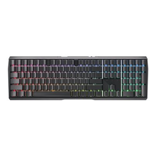 CHERRY MX 3.0S - Klávesnice - 100% - full size - podsvícení - bezdrátový - 2.4 GHz, Bluetooth 5.2, USB-C - QWERTY - americká - klávesový spínač: CHERRY MX2A Red - černá