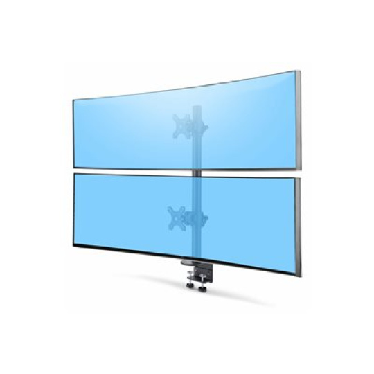 StarTech.com Desk Mount For 2x Vertically Stacked Monitors, Dual 49", TAA - Montážní sada (C-clamp 25-100 mm, pole assembly, pole cap, 2 VESA mount, 2 desky VESA, 2 support collars) - pro 2 LCD displays / curved LCD displays - quick release - ocel, plast - cerná - velikost obrazovky: 17"-49" (ultrawide) - upevnitelné na stul - kompatibilní s TAA