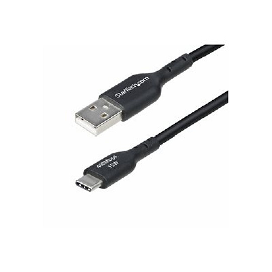 StarTech 1ft (30cm) USB-A to USB-C Charging Cable, Charger Cord - USB kabel - USB (M) do USB-C (M) - USB 2.0 - 3 A - 30 cm - neobsahuje halogen, pasivní, nabíjení a synchronizace, USB Fast Charge (15W) - cerná