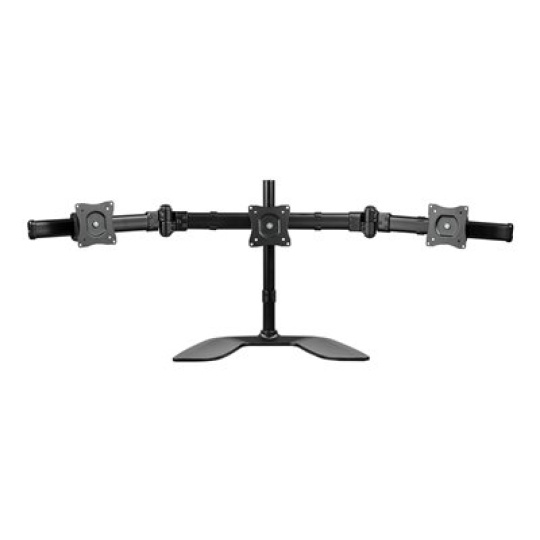 StarTech.com Triple Monitor Stand for VESA Mount Monitors up to 27" - Steel (ARMBARTRIO2) - Stojan (end caps, žerď, base plate, příčka, podložky, šrouby, držák, 2 ramena monitoru, montážní rám VESA, 2 matice s otvorem pro prst) - nastavitelné rameno - pro 3 monitory - plast, hliník, ocel - černá - velikost obrazovky: 13"-27" - upevnitelné na stojan - pro P/N: DK30CH2DPPD, USB3DOCKH2DP