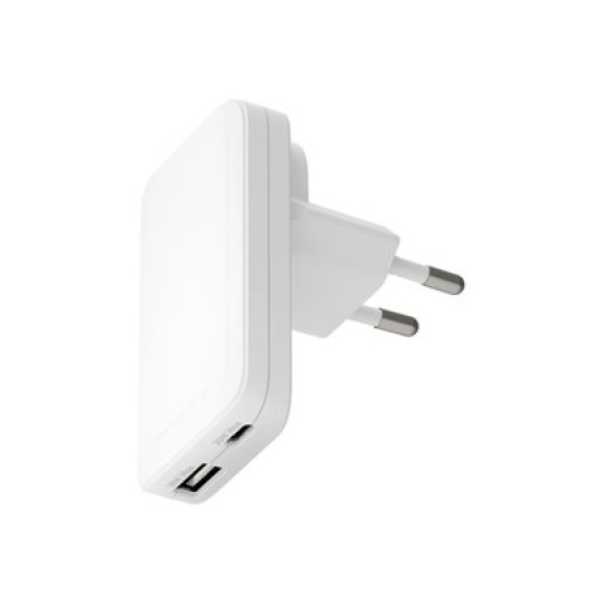 dbramante1928 re-charge Pro - Sítový adaptér - slim - 20 Watt - 2 výstupní konektory (24 pin USB-C, USB) - bílá