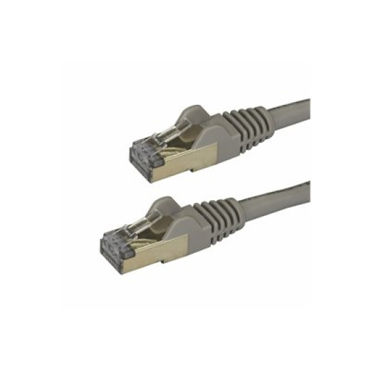 StarTech.com 7.5m CAT6A Ethernet Cable, 10 Gigabit Shielded Snagless RJ45 100W PoE Patch Cord, CAT 6A 10GbE STP Network Cable w/Strain Relief, Grey, Fluke Tested/UL Certified Wiring/TIA - Category 6A - 26AWG (6ASPAT750CMGR) - Patch kabel - RJ-45 (M) do RJ-45 (M) - 7.5 m - STP - CAT 6a - lisovaný, provedení bez hrbolků - šedá