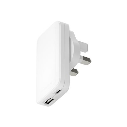 dbramante1928 re-charge Pro - Síťový adaptér - 20 Watt - 3 A - 2 výstupní konektory (24 pin USB-C, USB) - bílá