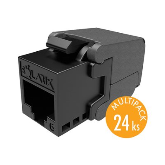 Solarix - Modul - multipack, samořezný, komponentní úroveň, certifikace 4PPoE - CAT 6 - UTP - RJ-45 - černá (balení 24)
