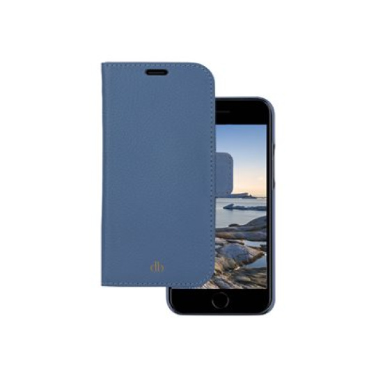 dbramante1928 New York - Pouzdro s klopou pro mobilní telefon - detachable magnetic back-cover - kuže Saffiano - Um blue - pro Apple iPhone 7, 8, SE (2nd generation)