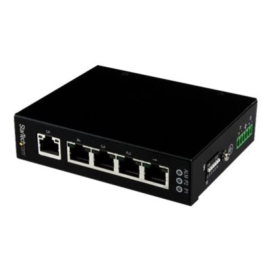 StarTech.com 5 Port Unmanaged Industrial Gigabit Ethernet Switch - DIN Rail / Wall-Mountable Network Switch - Rugged IP30 Gigabit Switch (IES51000) - Prepínac - 5 x 10/100/1000 - pro pripevnení na zed, desktop, lze montovat na konzolu DIN - napájení DC
