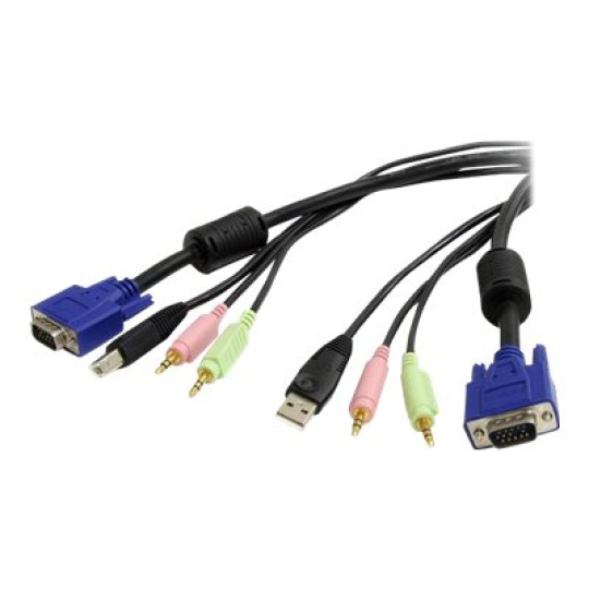 StarTech.com 10 ft 4-in-1 USB VGA KVM Cable with Audio and Microphone - VGA KVM Cable - USB KVM Cable - KVM Switch Cable (USBVGA4N1A10) - Kabel klávesnice / videa / myši / zvuku - USB, HD-15 (VGA), mini-phone stereo 3.5 mm (M) do HD-15 (VGA), mini-phone stereo 3.5 mm, USB typ B (M) - 3 m - pro P/N: SV231DDUSB, SV231DVGAU2A, SV431DDUSB