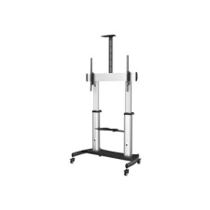 StarTech.com Mobile TV Stand, Heavy Duty TV Cart for 60-100" Display (100kg/220lb), Height Adjustable Rolling Flat Screen Floor Standing on Wheels, Universal Television Mount w/Shelves - W/ 2 equipment shelves - Vozík - pro plochý panel - hliník, ocel - cerná, stríbrná - velikost obrazovky: 60"-100" StarTech.com Mobile TV Stand, Heavy Duty TV Cart for 60-100" Display (100kg/220lb), Height Adjustable Rolling Flat Screen Floor Standing on Wheels, Universal Television Mount w/Shelves - W/ 2 equipment shelves - Vozík - pro plochý panel - hliník, ocel - cerná, stríbrná - velikost obrazovky: 60"-100"