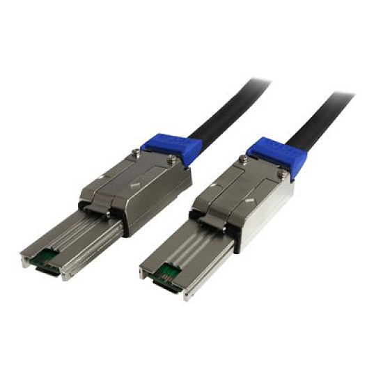 StarTech 2m External Mini SAS Cable - Serial Attached SCSI SFF-8088 to SFF-8088 - 2x SFF-8088 (M) - 2 meter, Black (ISAS88882) - Externí kabel SAS - kompatibilní s TAA - SAS 6Gbit/s - 4 linky - 26 pinu 4x Shielded Mini MultiLane SAS (SFF-8088) (Z) do 26 pinu 4x Shielded Mini MultiLane SAS (SFF-8088) (Z) - 2 m - opatrený západkou - cerná