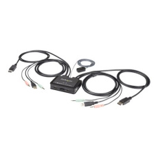 StarTech.com 2 Port DisplayPort KVM Switch, 4K 60Hz, Compact Dual Port UHD DP 1.2 USB Desktop KVM Switch w/ Integrated 4ft Cables & Audio, Bus Powered & Remote Switching, MacBook ThinkPad - 4K KVM Switch w/ Audio (SV211DPUA4K) - Prepínac KVM / audio - 2 x KVM / zvuk - desktop StarTech.com 2 Port DisplayPort KVM Switch, 4K 60Hz, Compact Dual Port UHD DP 1.2 USB Desktop KVM Switch w/ Integrated 4ft Cables & Audio, Bus Powered & Remote Switching, MacBook ThinkPad - 4K KVM Switch w/ Audio (SV211DPUA4K) - Prepínac KVM / audio - 2 x KVM / zvuk - desktop